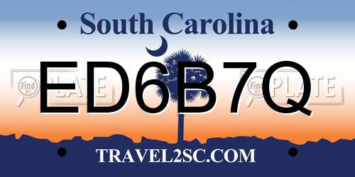 ED6B7Q South Carolina License Plate