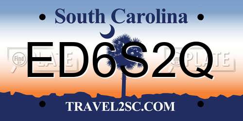 ED6S2Q South Carolina License Plate
