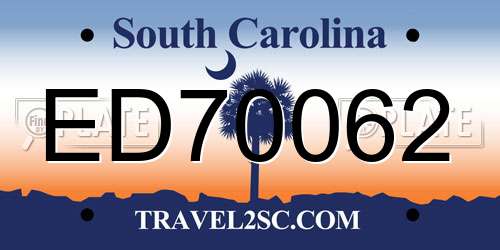 ED70062 South Carolina License Plate