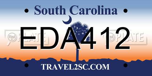 EDA412 South Carolina License Plate