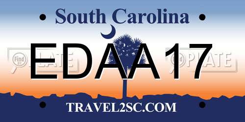 EDAA17 South Carolina License Plate