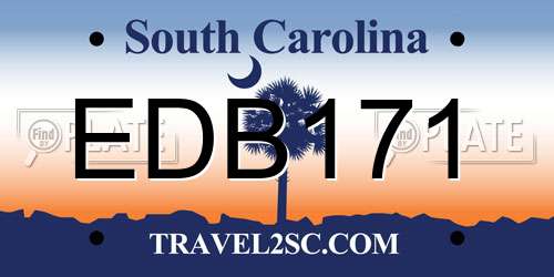 EDB171 South Carolina License Plate
