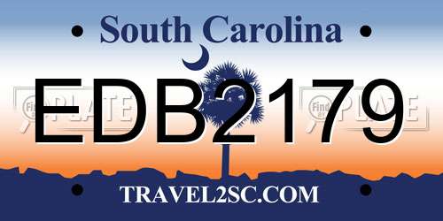 EDB2179 South Carolina License Plate