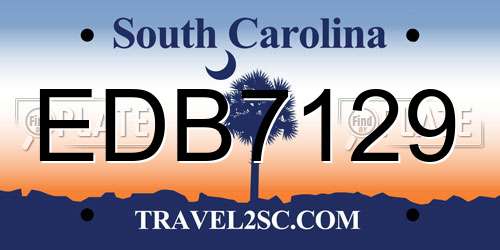 EDB7129 South Carolina License Plate