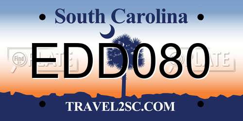 EDD080 South Carolina License Plate