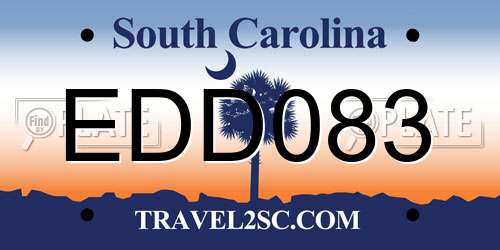EDD083 South Carolina License Plate