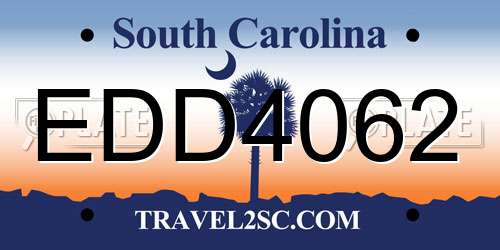 EDD4062 South Carolina License Plate
