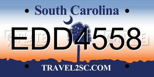 EDD4558 South Carolina License Plate