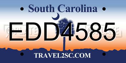 EDD4585 South Carolina License Plate