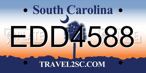 EDD4588 South Carolina License Plate