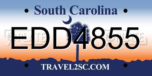 EDD4855 South Carolina License Plate