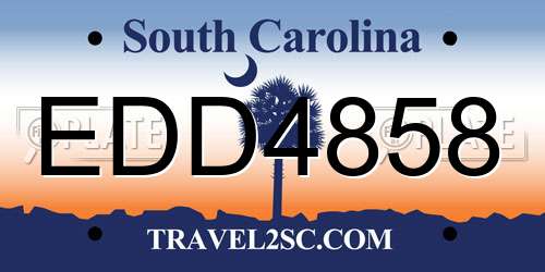 EDD4858 South Carolina License Plate