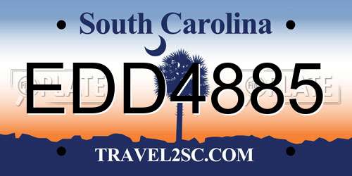 EDD4885 South Carolina License Plate
