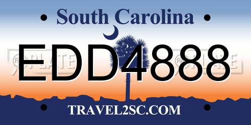 EDD4888 South Carolina License Plate