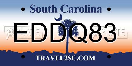 EDDQ83 South Carolina License Plate