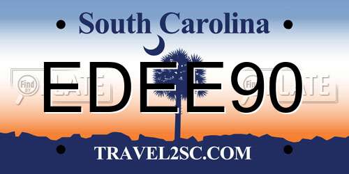 EDEE90 South Carolina License Plate