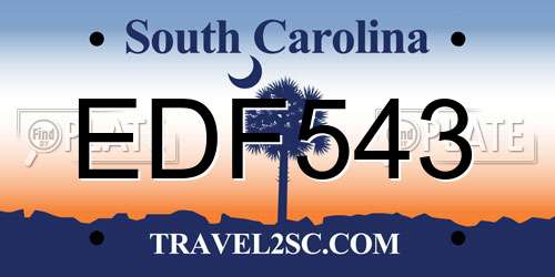 EDF543 South Carolina License Plate