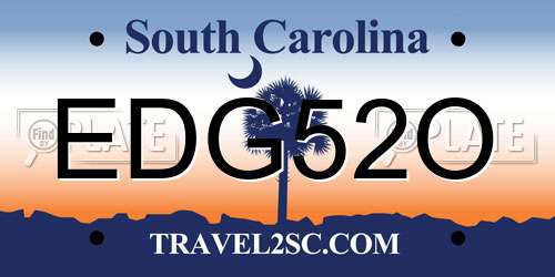 EDG52O South Carolina License Plate