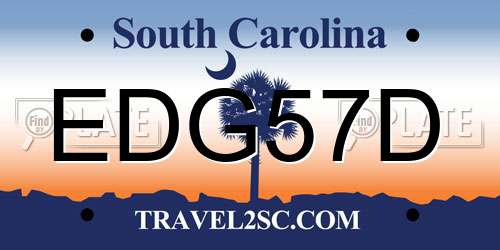 EDG57D South Carolina License Plate