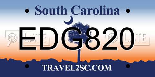 EDG820 South Carolina License Plate