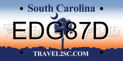 EDG87D South Carolina License Plate