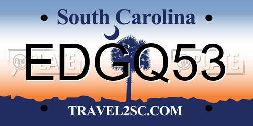 EDGQ53 South Carolina License Plate