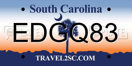 EDGQ83 South Carolina License Plate