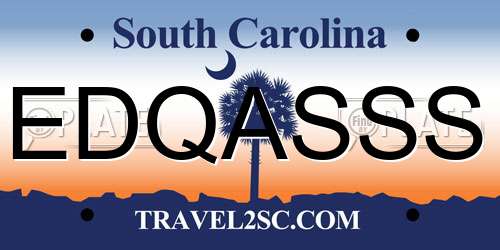 EDQASSS South Carolina License Plate