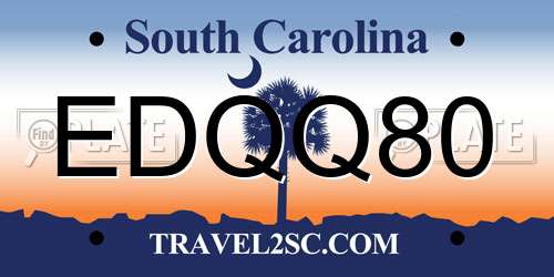 EDQQ80 South Carolina License Plate