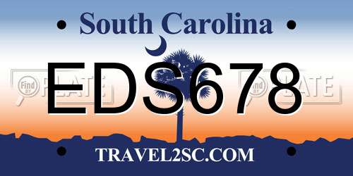EDS678 South Carolina License Plate
