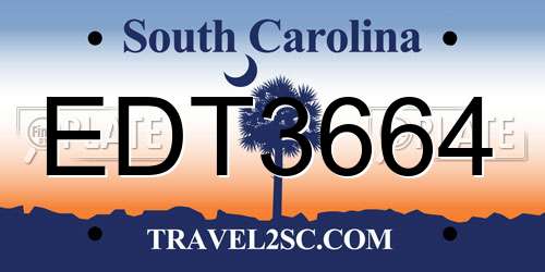EDT3664 South Carolina License Plate