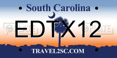 EDTX12 South Carolina License Plate