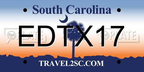 EDTX17 South Carolina License Plate