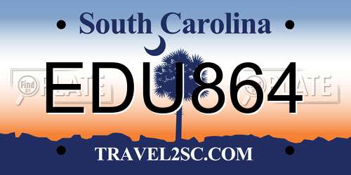 EDU864 South Carolina License Plate