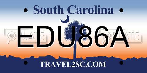 EDU86A South Carolina License Plate