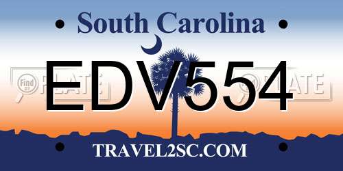EDV554 South Carolina License Plate