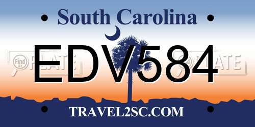 EDV584 South Carolina License Plate