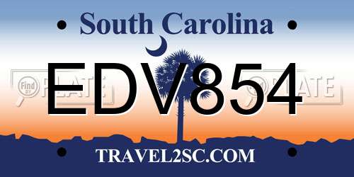EDV854 South Carolina License Plate