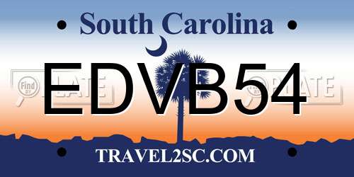 EDVB54 South Carolina License Plate