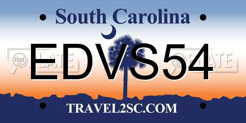 EDVS54 South Carolina License Plate