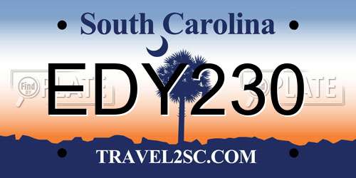 EDY230 South Carolina License Plate