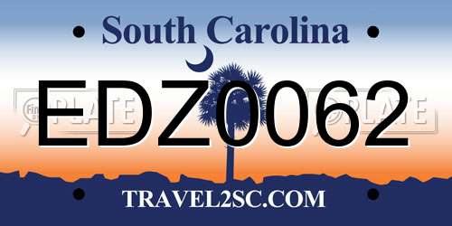 EDZ0062 South Carolina License Plate