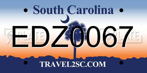 EDZ0067 South Carolina License Plate