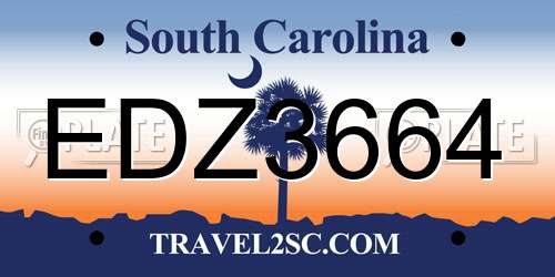 EDZ3664 South Carolina License Plate