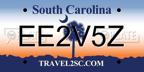 EE2V5Z South Carolina License Plate
