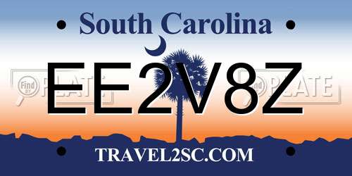 EE2V8Z South Carolina License Plate