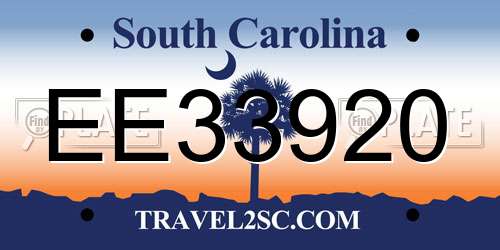 EE33920 South Carolina License Plate