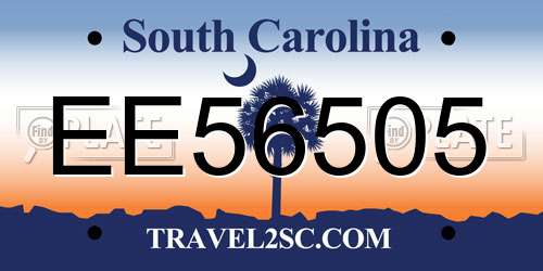EE56505 South Carolina License Plate