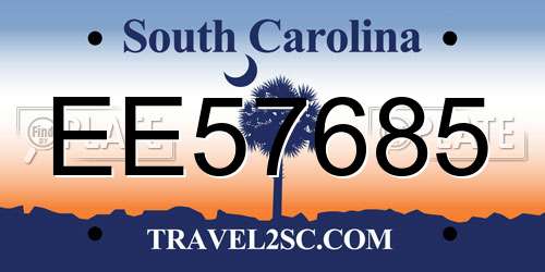 EE57685 South Carolina License Plate