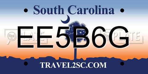 EE5B6G South Carolina License Plate